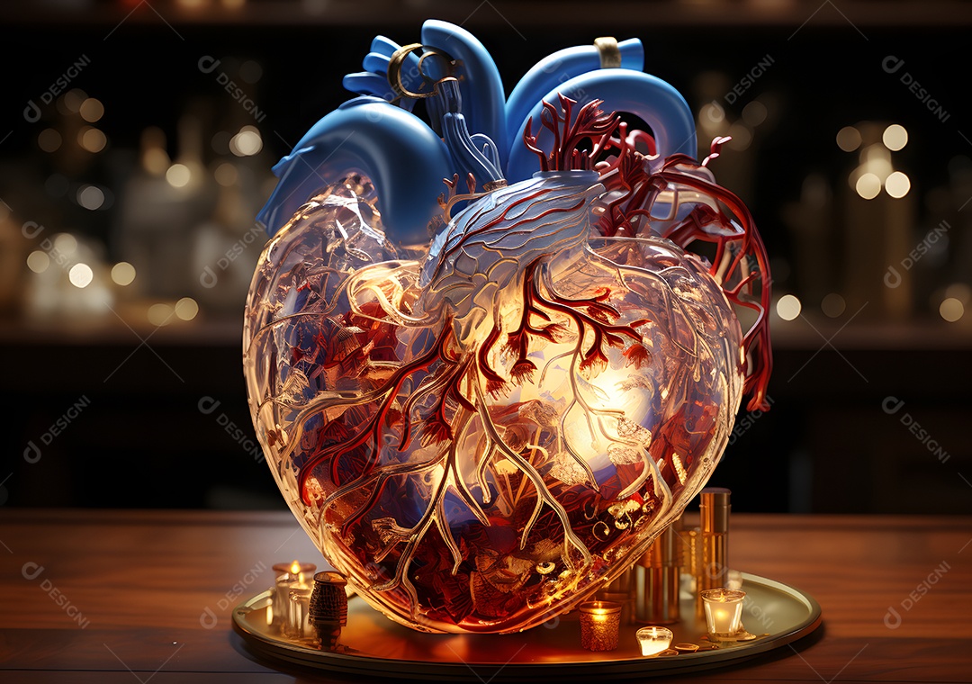 Uma escultura de coração de vidro