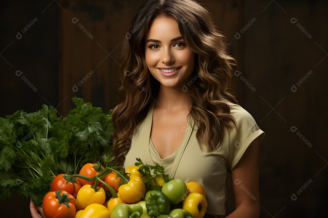 Mulher comprando alimentos saudáveis