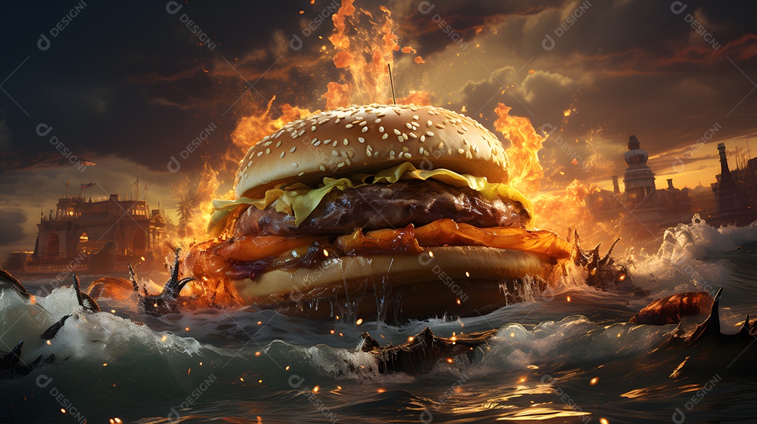 Delicioso hamburguer suculento