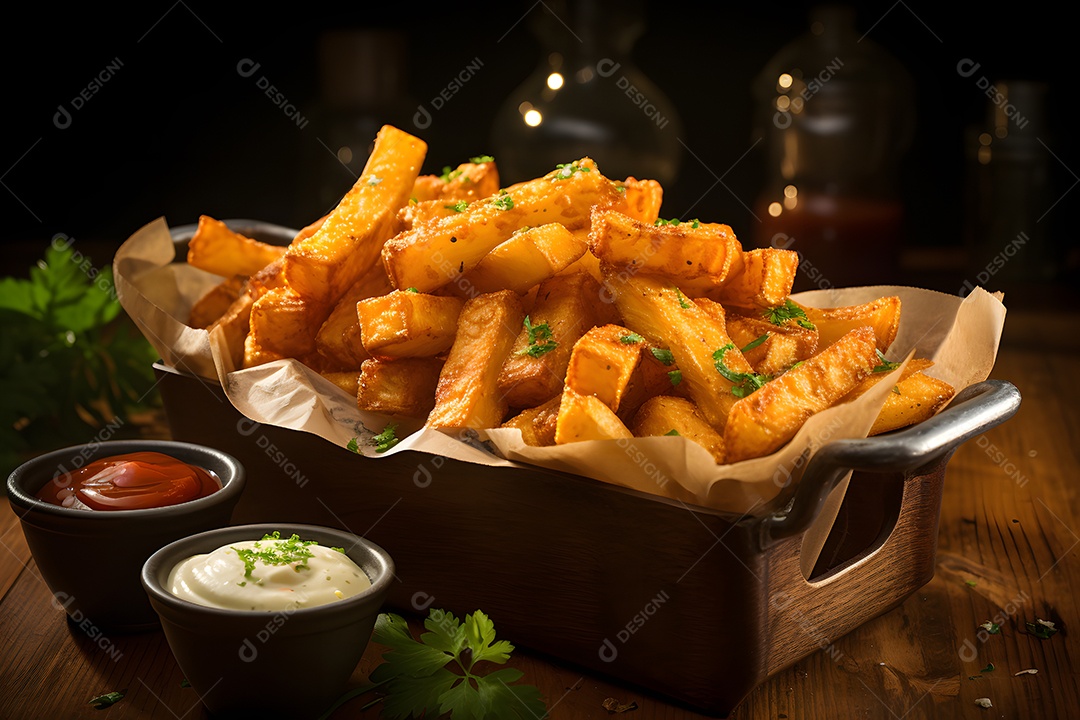 Deliciosas batatas fritas crocantes