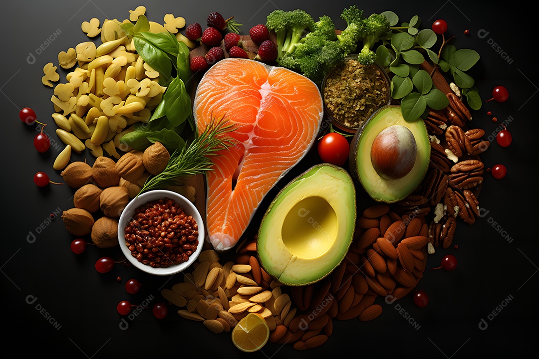 Alimentos deliciosos e saudáveis sobre a mesa