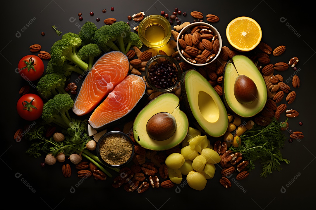 Alimentos deliciosos e saudáveis sobre a mesa