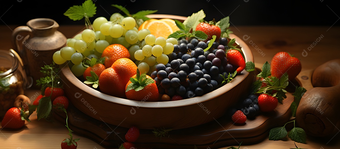 Alimentos deliciosos e saudáveis sobre a mesa