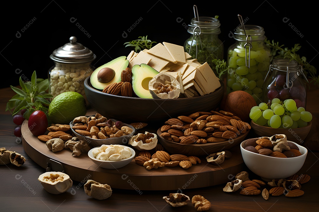 Alimentos deliciosos e saudáveis sobre a mesa