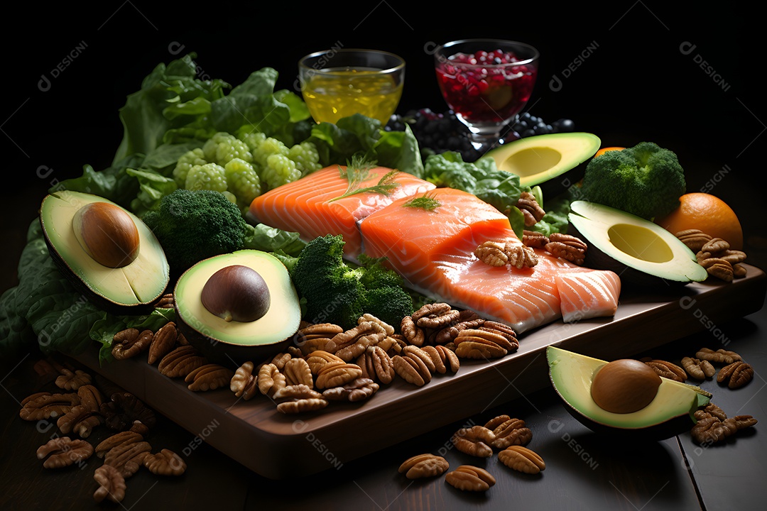 Alimentos deliciosos e saudáveis sobre a mesa