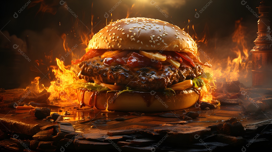 Delicioso hamburguer suculento