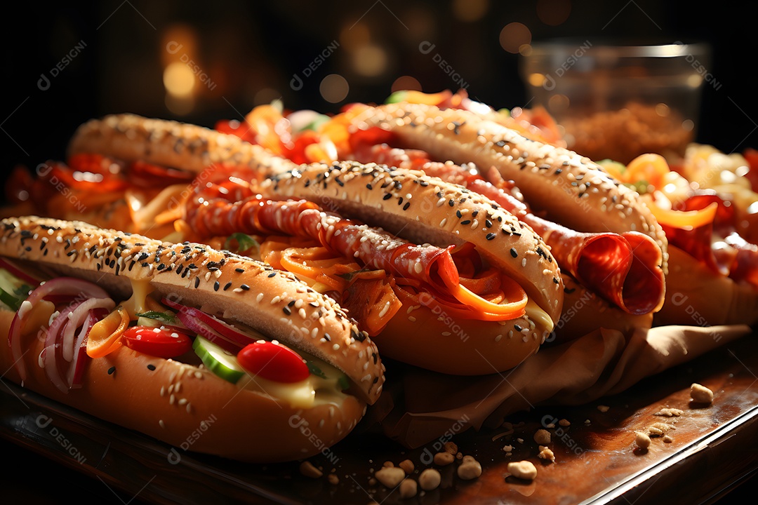 Deliciosos lanches sobre a mesa