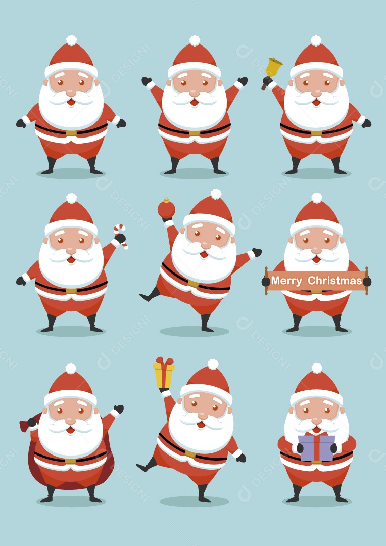 Conjunto de Papel Noel Ilustração Vetor EPS