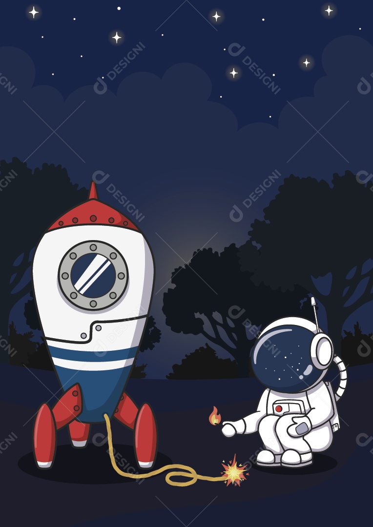Astronauta Personagem Ilustração Vetor EPS
