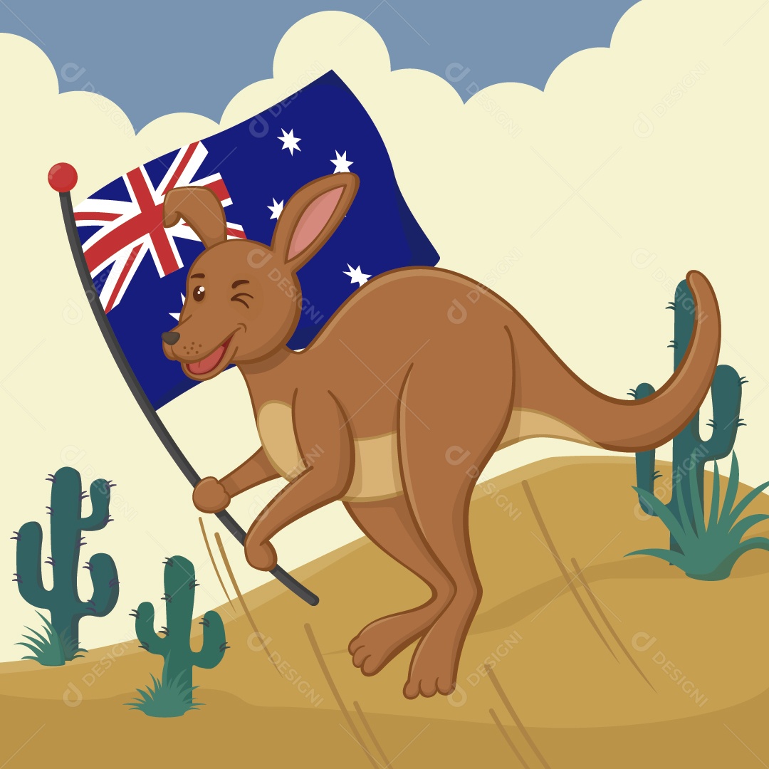 Canguru Personagem Ilustração Vetor EPS