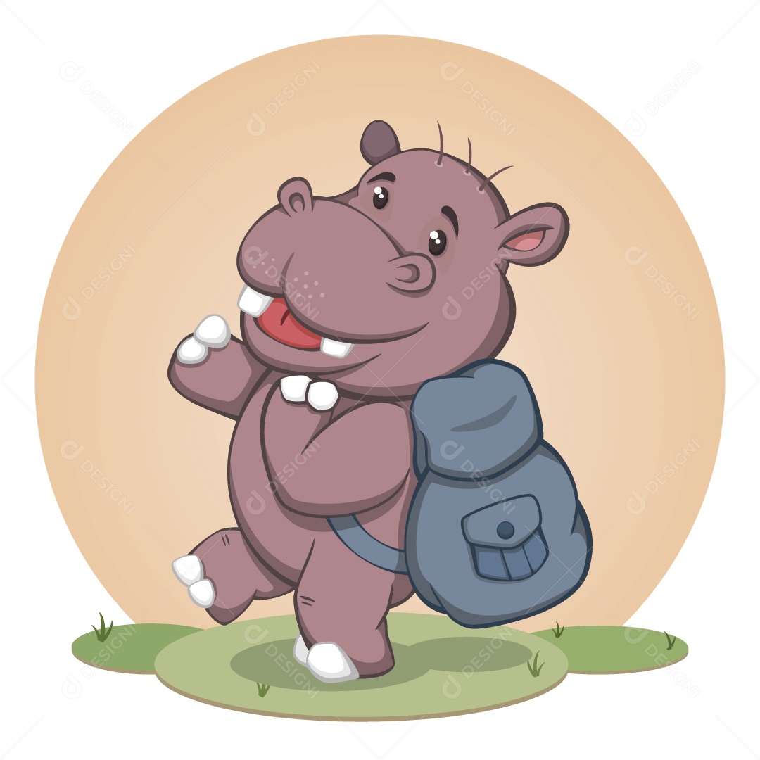 Hipopótamo Personagem Ilustração Vetor EPS
