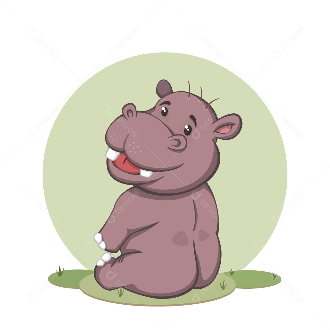 Hipopótamo Personagem Ilustração Vetor EPS