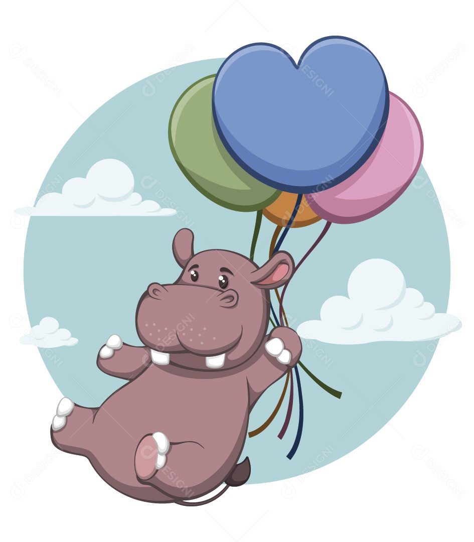 Hipopótamo Personagem Ilustração Vetor EPS