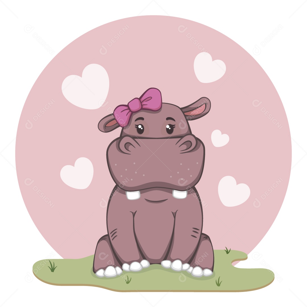 Hipopótamo Personagem Ilustração Vetor EPS