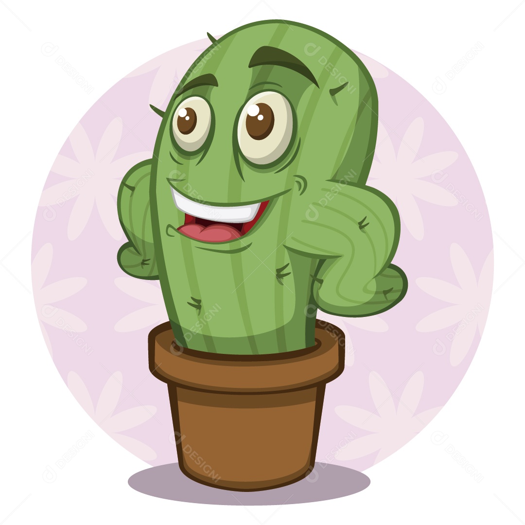 Cacto Personagem Ilustração Vetor EPS