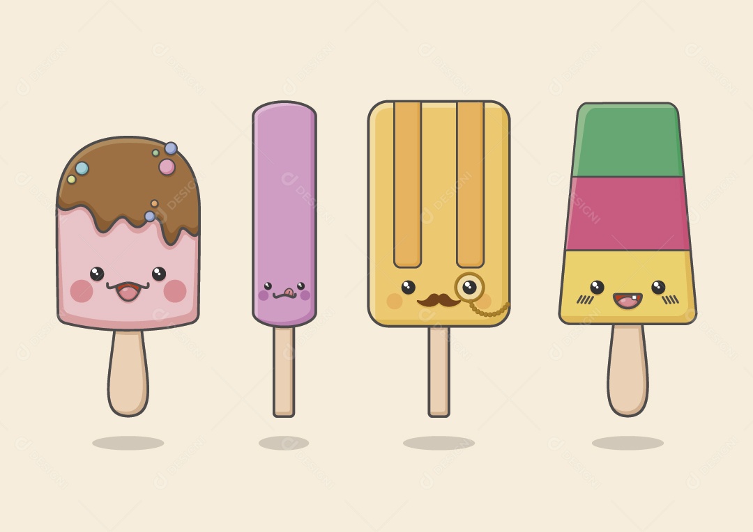 Conjunto de Picolé Ilustração Vetor EPS