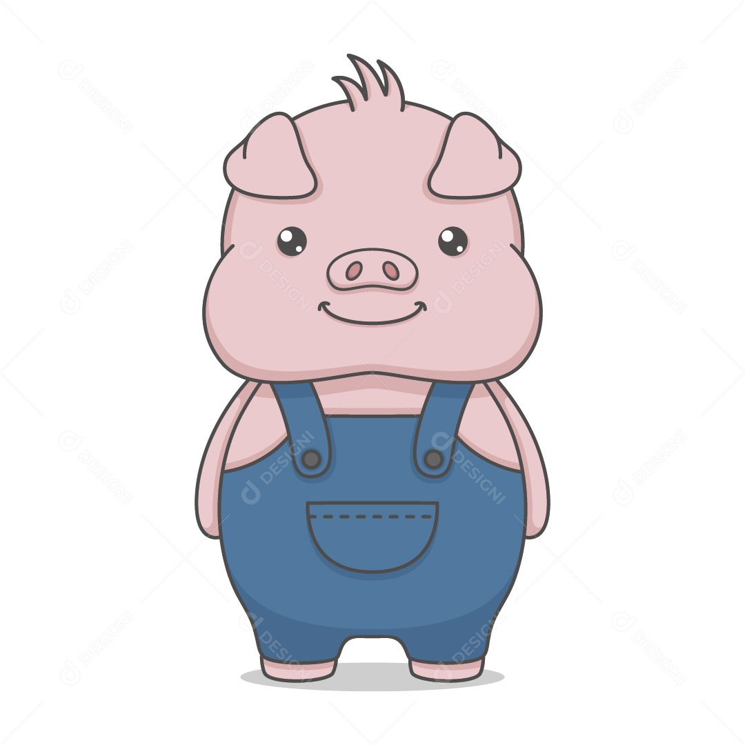 Porco Fazendeiro Ilustração Vetor EPS