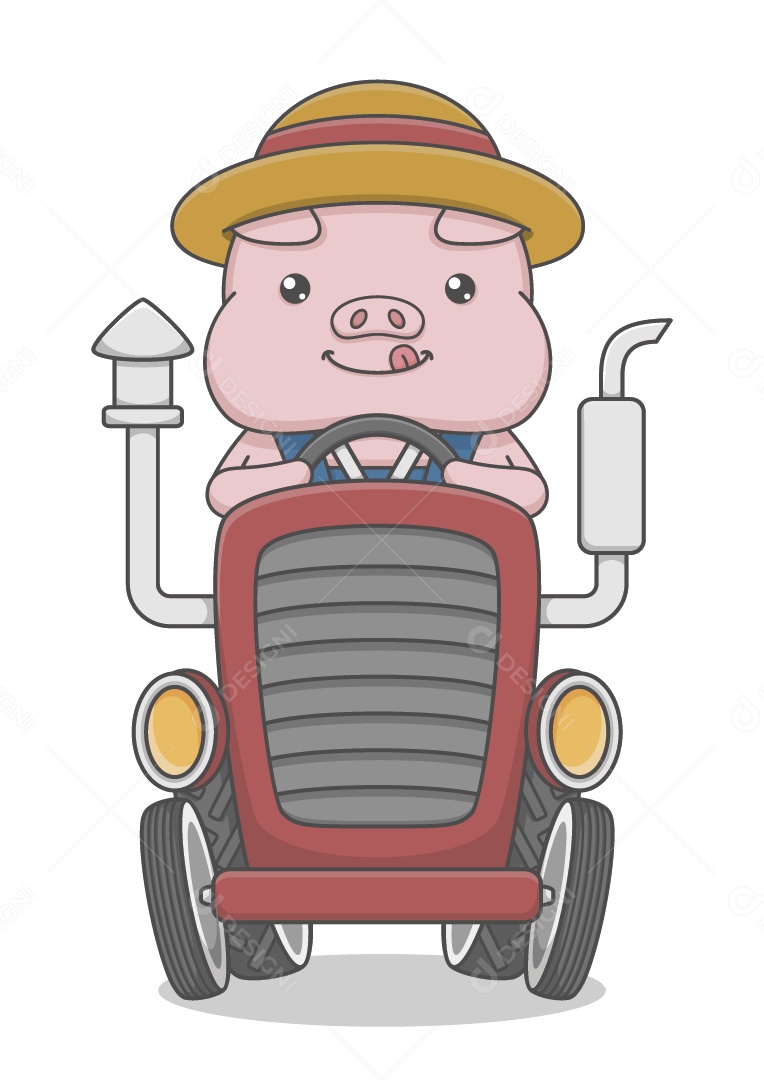 Porco Fazendeiro Ilustração Vetor EPS