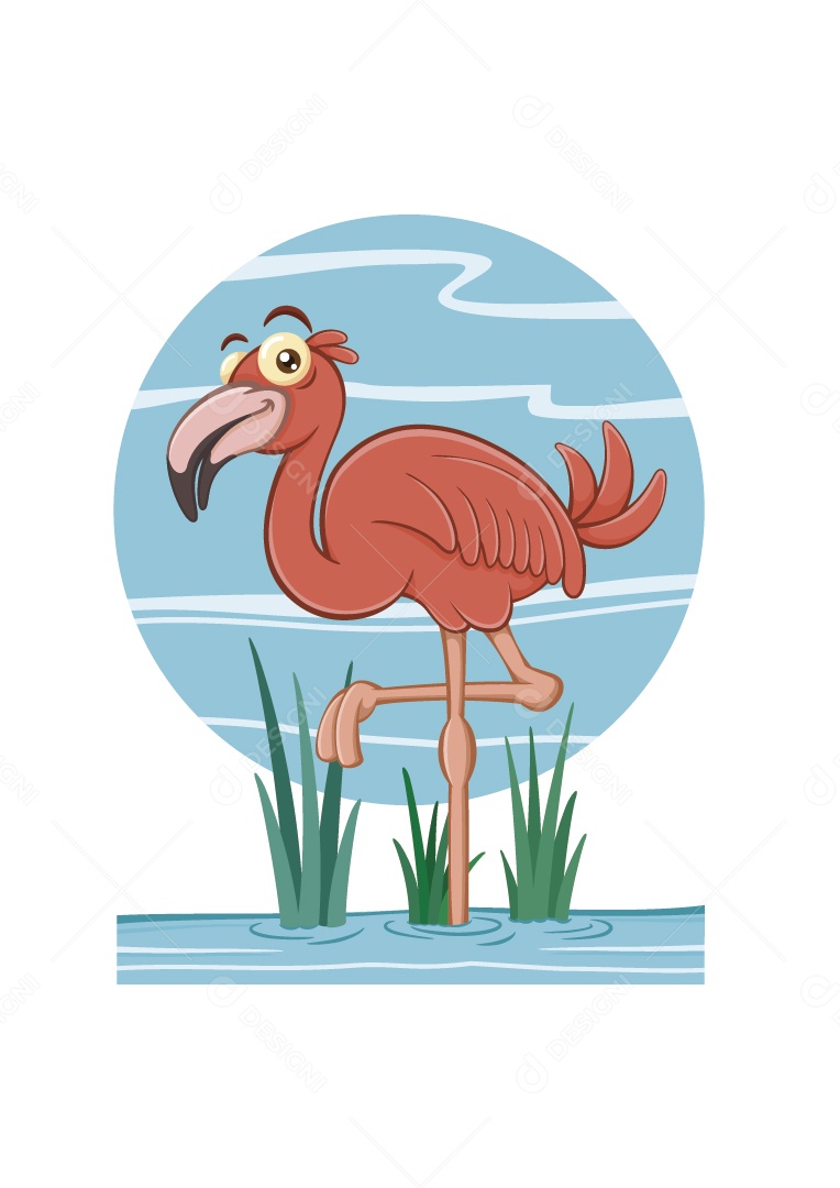 Flamingo Personagem Ilustração Vetor EPS