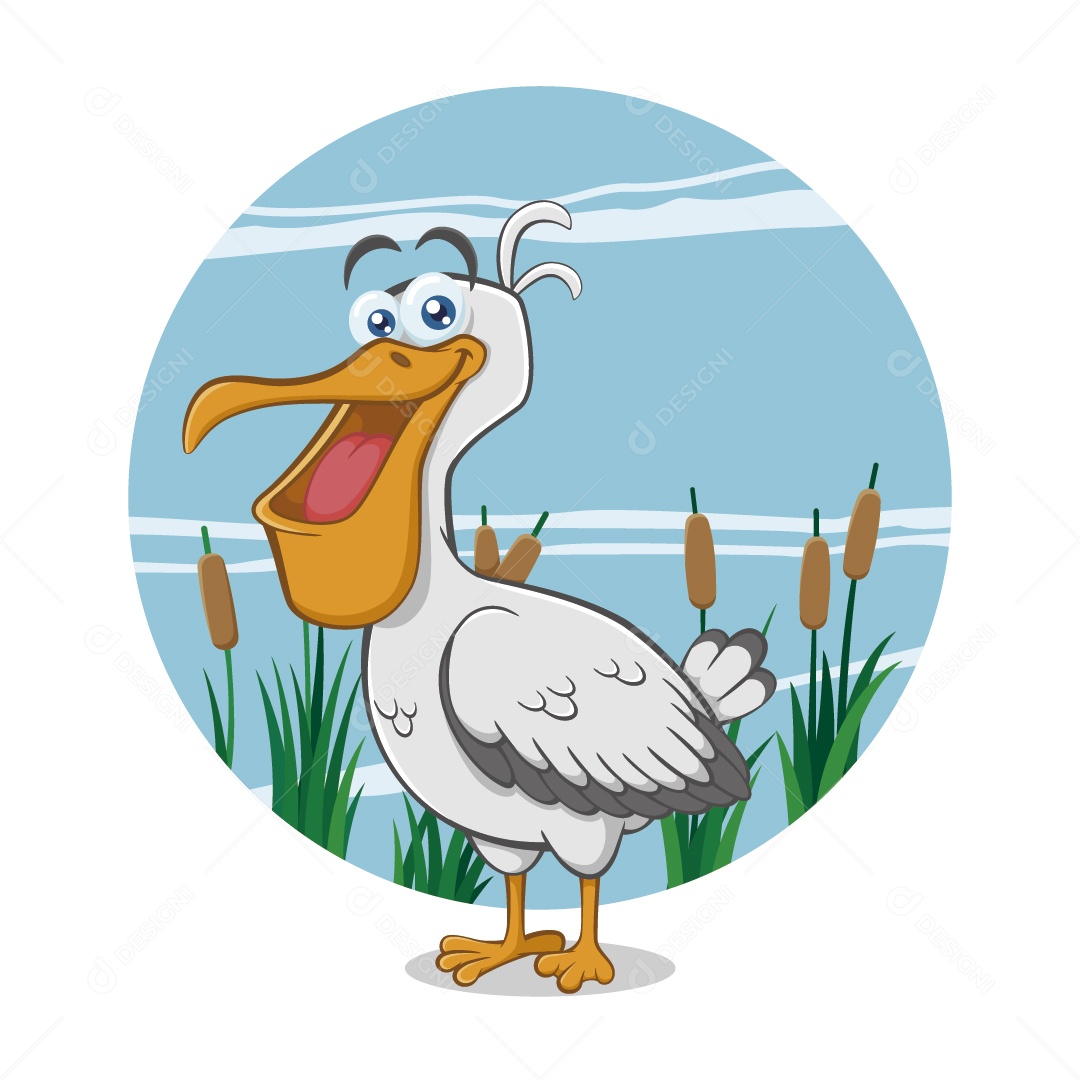 Pelicano Personagem Ilustração Vetor EPS