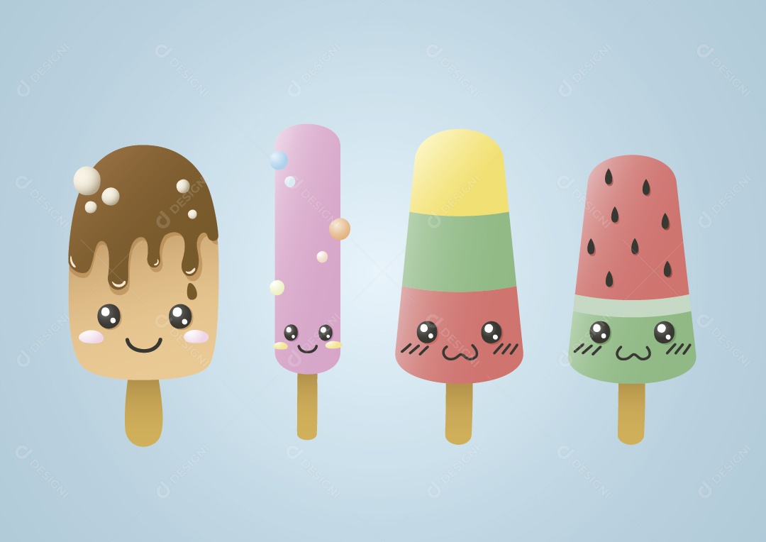 Conjunto de Picolé Ilustração Vetor EPS