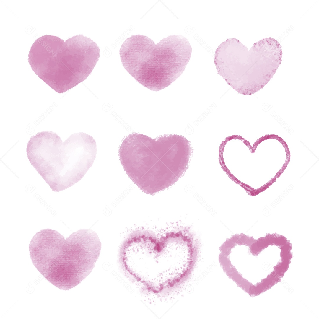 Conjunto de Corações Ilustração Vetor EPS