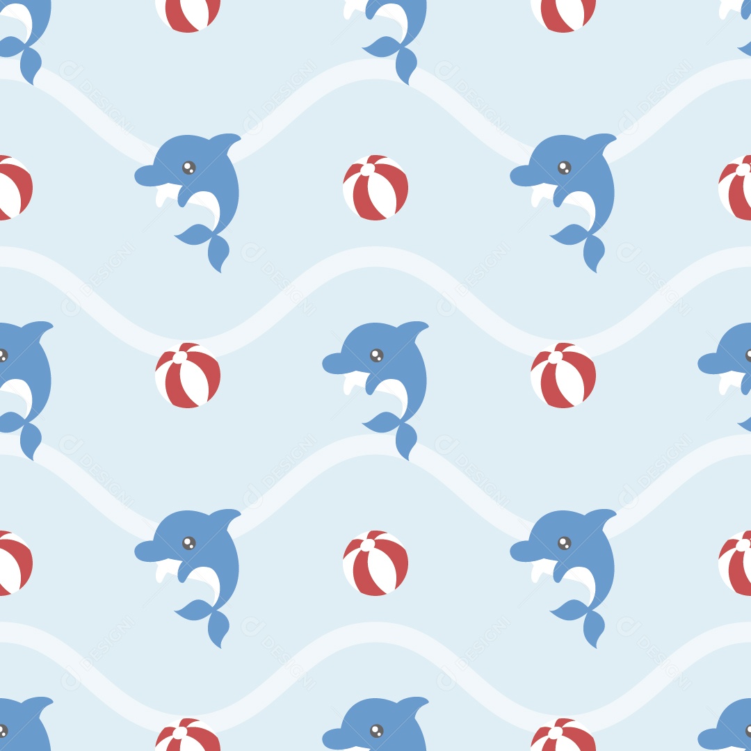 Padrão de Peixes e Boias Ilustração Vetor EPS