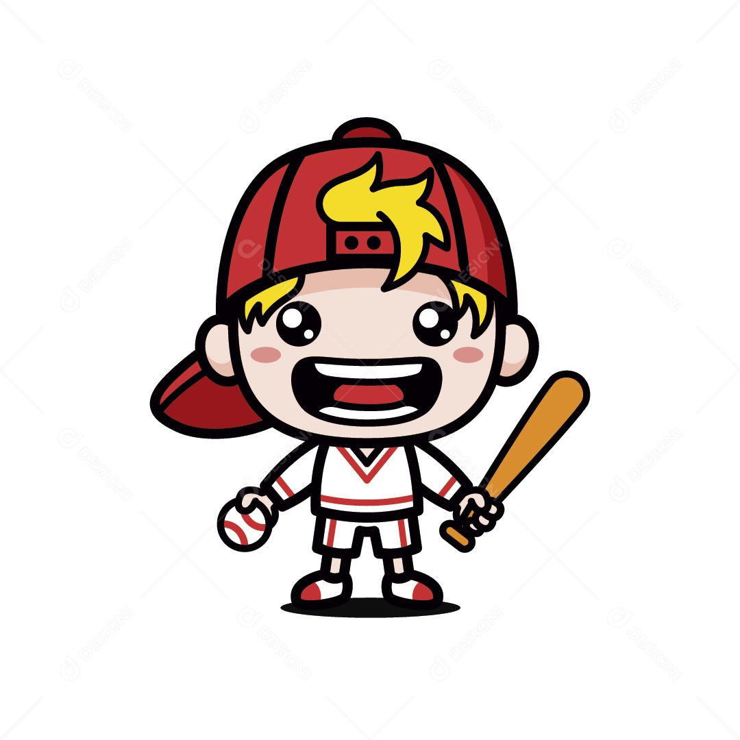Jogador de Basebol Personagem Ilustração Vetor EPS