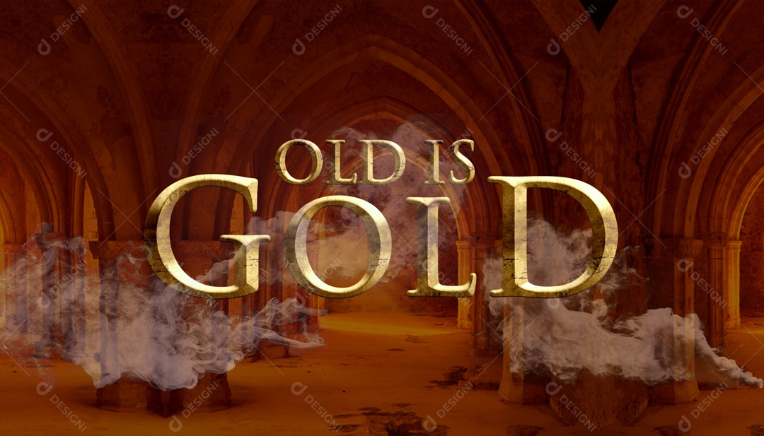 Efeito de Texto 3D Old is Gold PSD Editável