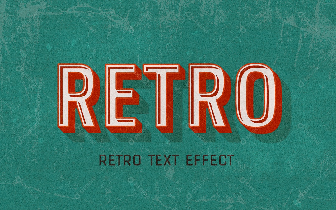 Efeito de Texto 3D Retro PSD Editável