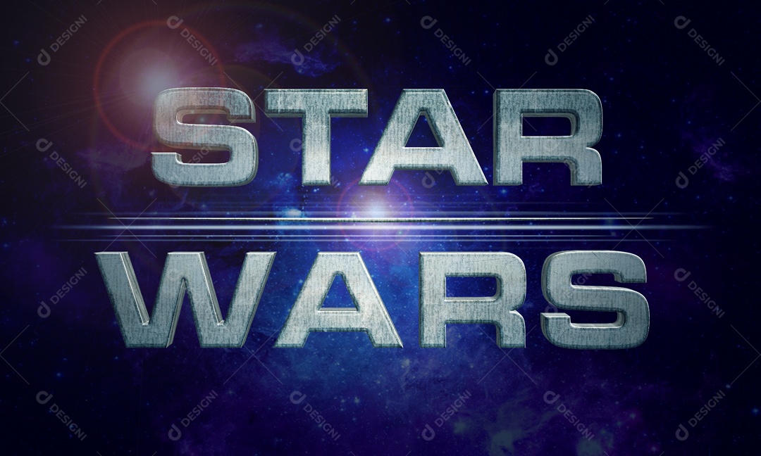 Efeito de Texto 3D Star Wars PSD Editável