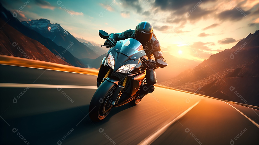 Imagem realista de moto sobre uma rua