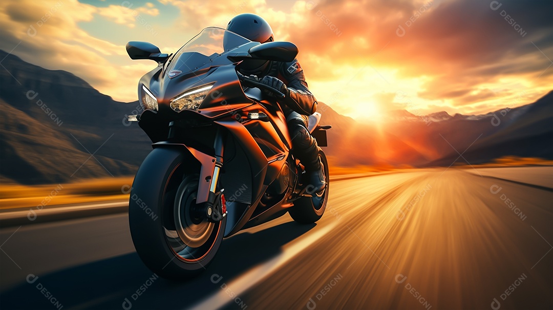 Imagem realista de moto sobre uma rua