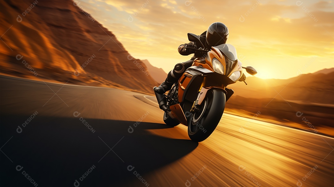 Imagem realista de moto sobre uma rua