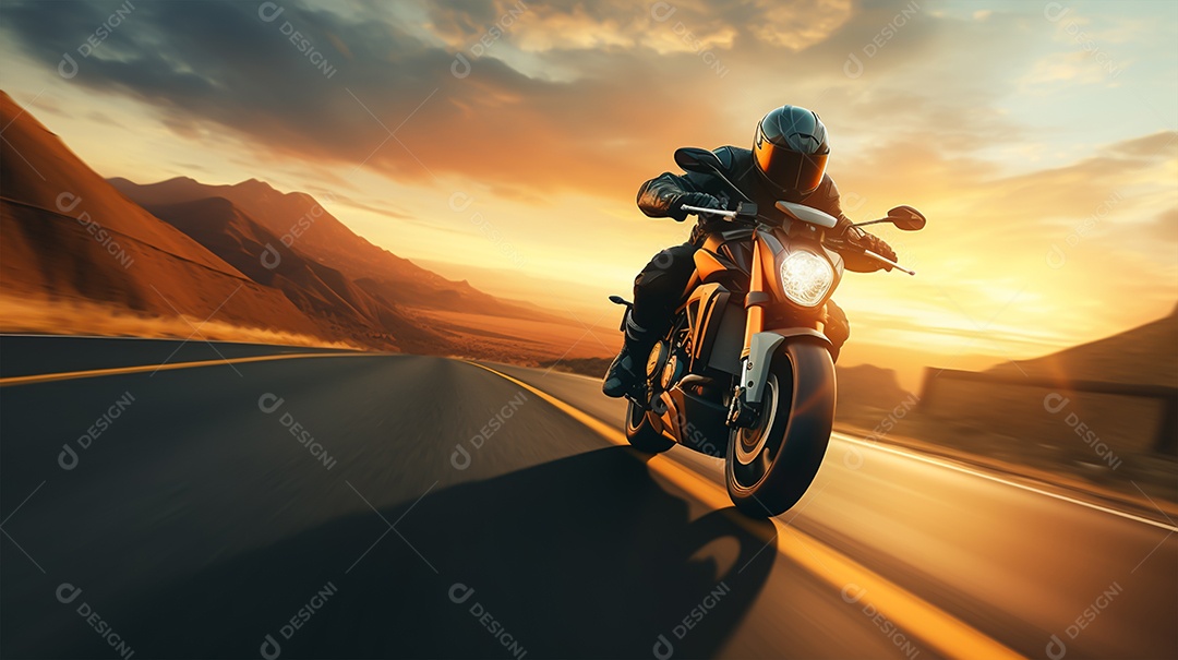 Imagem realista de moto sobre uma rua