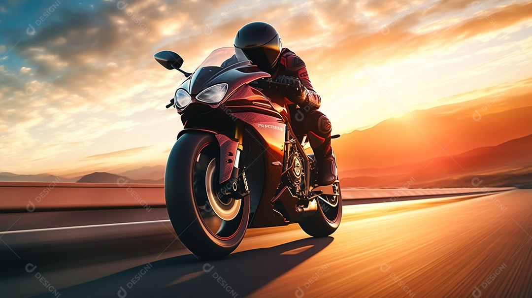 Imagem realista de moto sobre uma rua