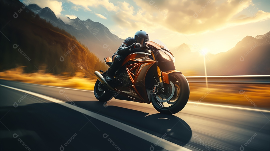 Imagem realista de moto sobre uma rua