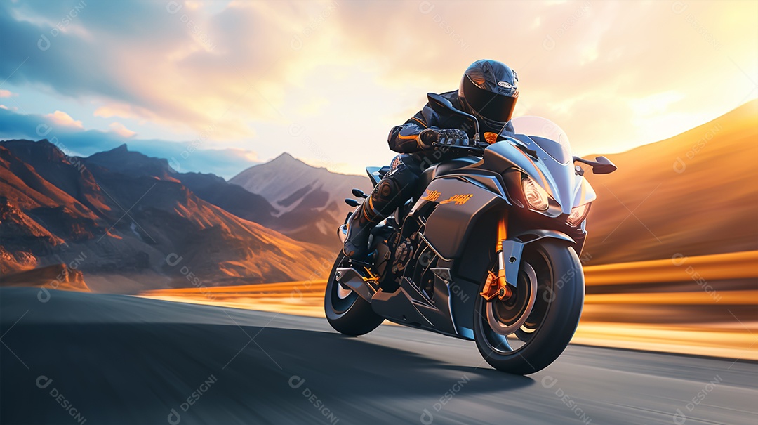 Imagem realista de moto sobre uma rua