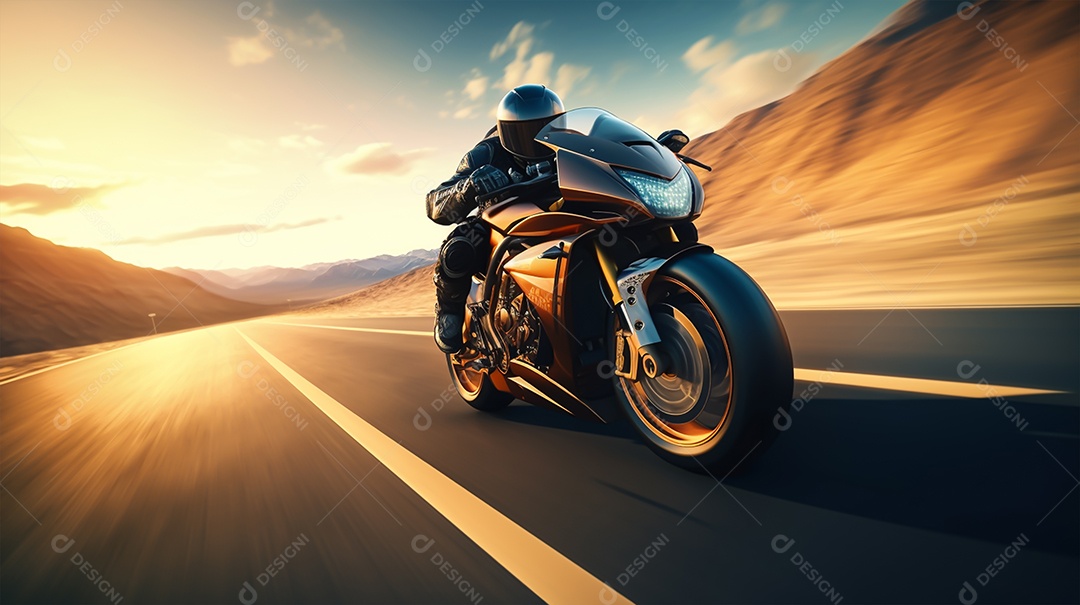 Imagem realista de moto sobre uma rua