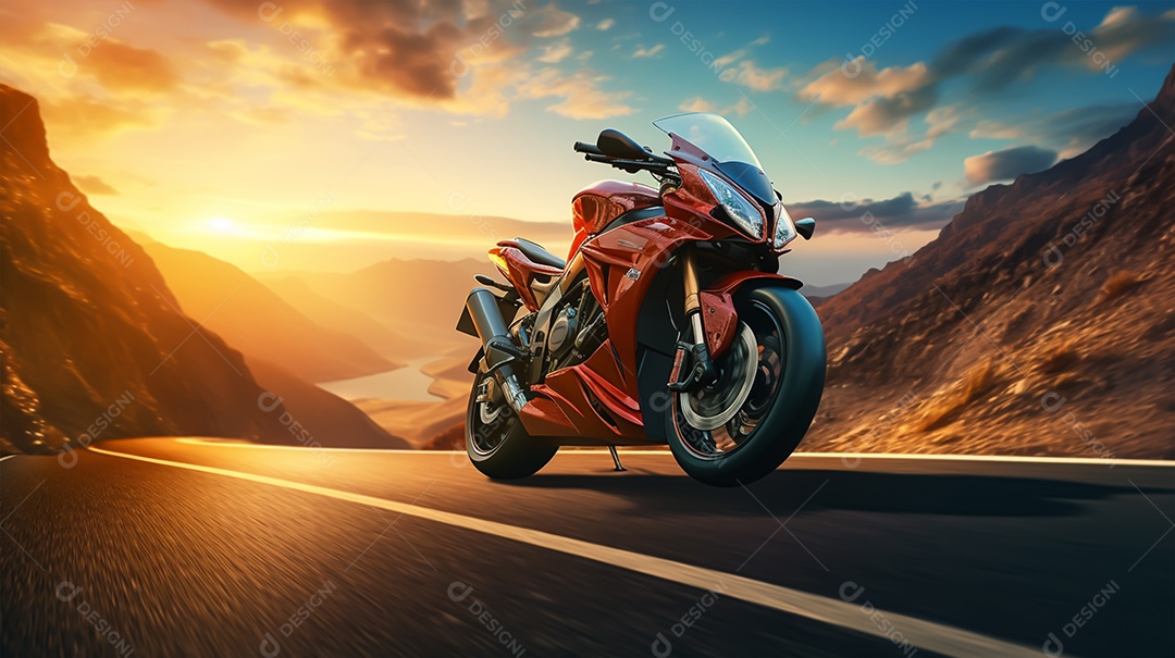 Imagem realista de moto sobre uma rua
