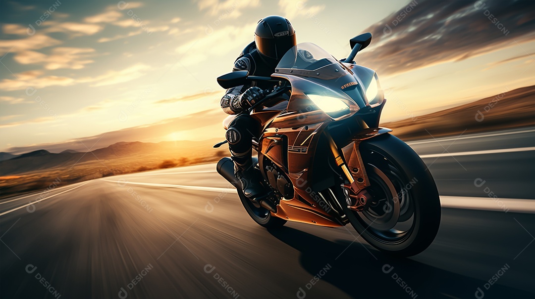 Imagem realista de moto sobre uma rua