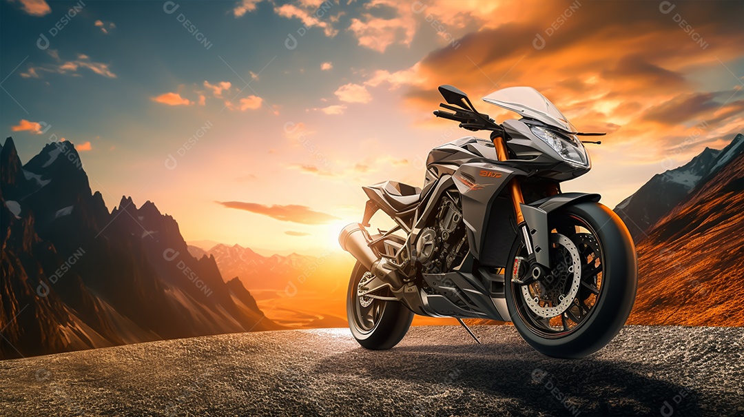 Imagem realista de moto sobre uma rua