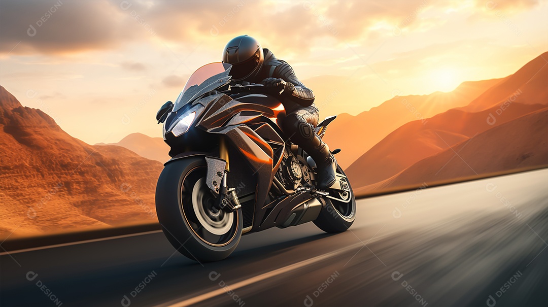 Imagem realista de moto sobre uma rua