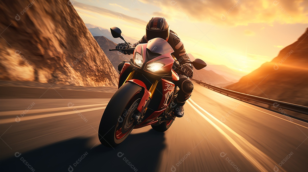 Imagem realista de moto sobre uma rua