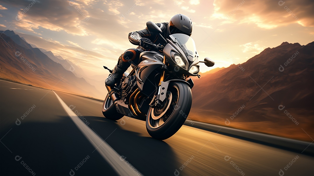 Imagem realista de moto sobre uma rua