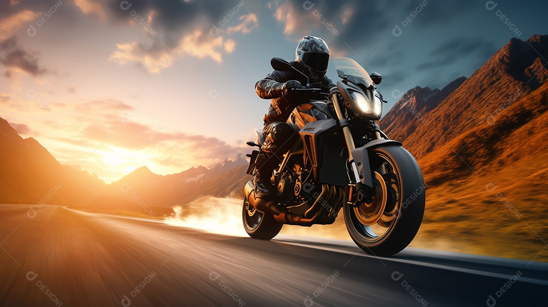 Imagem realista de moto sobre uma rua