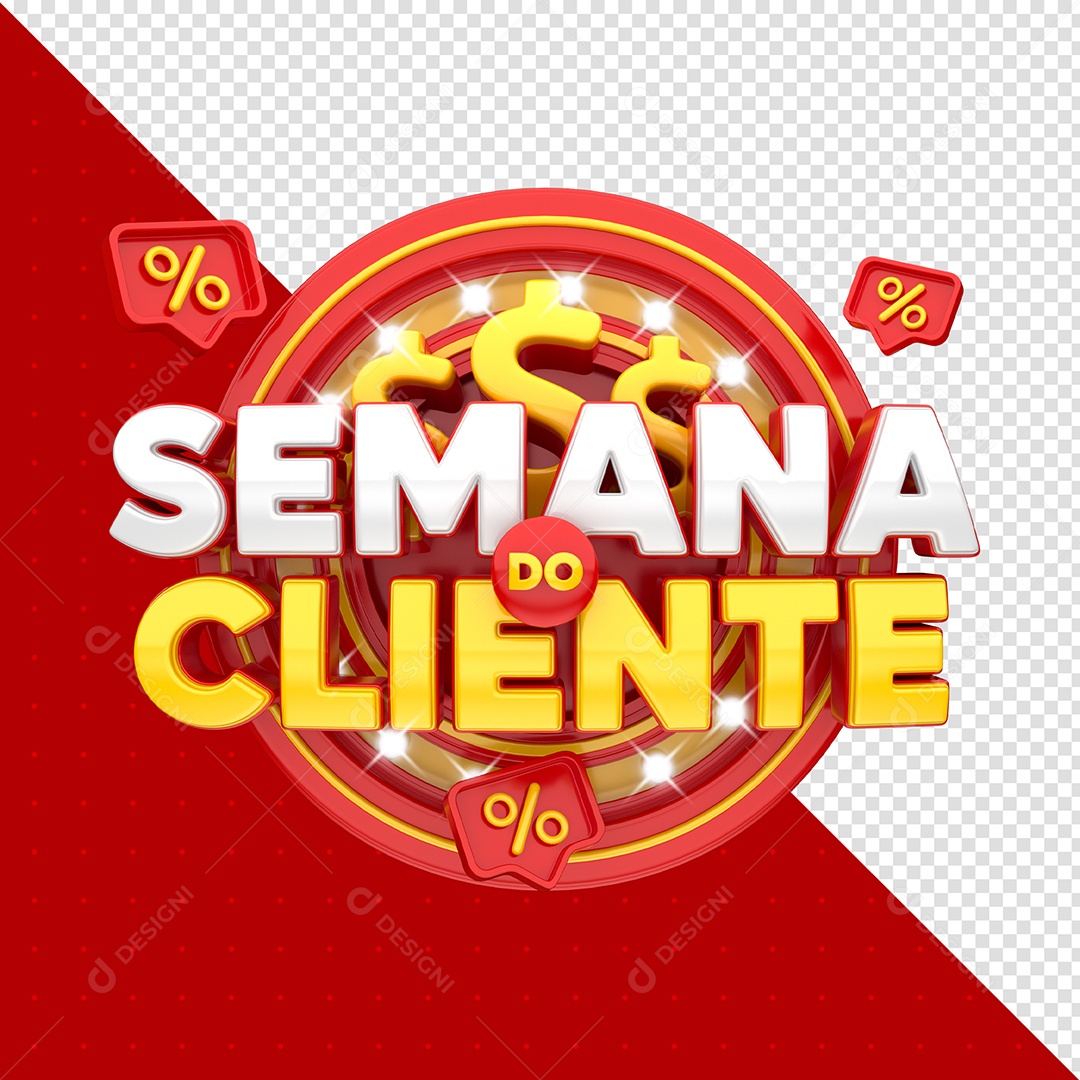 Semana do Cliente Selo 3D Composição PSD