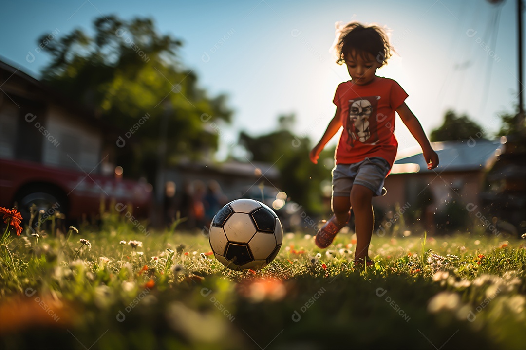 Imagem realista de jogador de futebol sobre campo