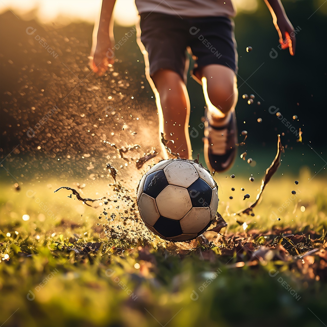 Imagem realista de jogador de futebol sobre campo