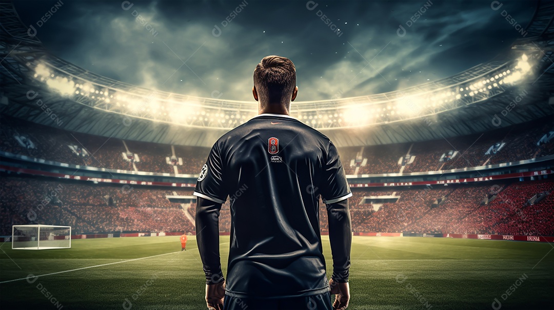 Imagem realista de jogador de futebol sobre campo